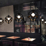 Modern Geometric Metal Pendant Light for Kitchen Island and Dining Room Black Industrial Hanging Lamp