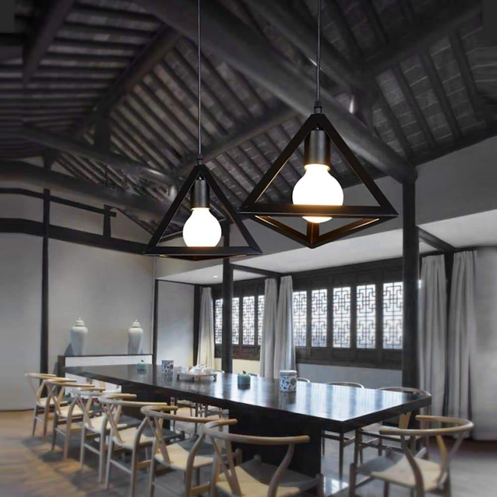 Modern Geometric Metal Pendant Light for Kitchen Island and Dining Room Black Industrial Hanging Lamp