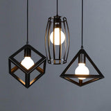 Modern Geometric Metal Pendant Light for Kitchen Island and Dining Room Black Industrial Hanging Lamp