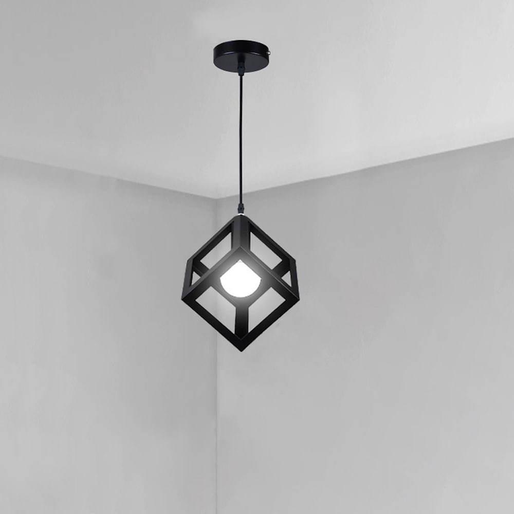 Modern Geometric Metal Pendant Light for Kitchen Island and Dining Room Black Industrial Hanging Lamp