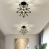 Modern Geometric Multi Pointed Star Glass Pendant Light Metal Hanging Chandelier for Entryway