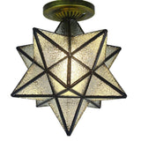 Modern Geometric Multi Pointed Star Glass Pendant Light Metal Hanging Chandelier for Entryway