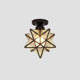 Modern Geometric Multi Pointed Star Glass Pendant Light Metal Hanging Chandelier for Entryway