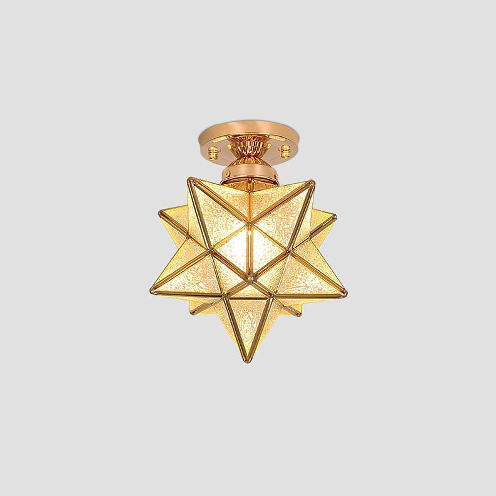 Modern Geometric Multi Pointed Star Glass Pendant Light Metal Hanging Chandelier for Entryway