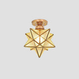 Modern Geometric Multi Pointed Star Glass Pendant Light Metal Hanging Chandelier for Entryway