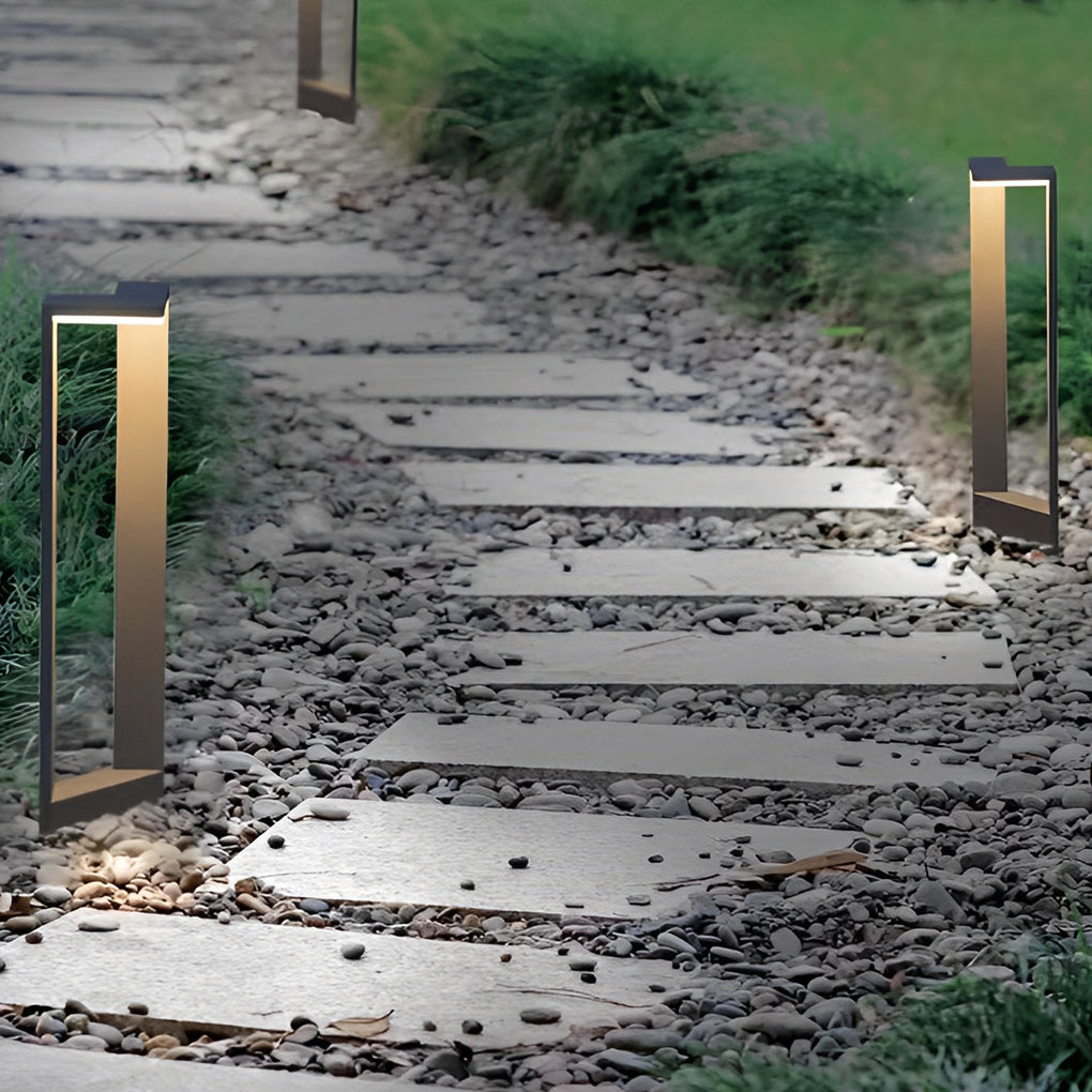 Modern Geometric Outdoor Landscape LED Path Light Waterproof Aluminum Bollard Lamp
