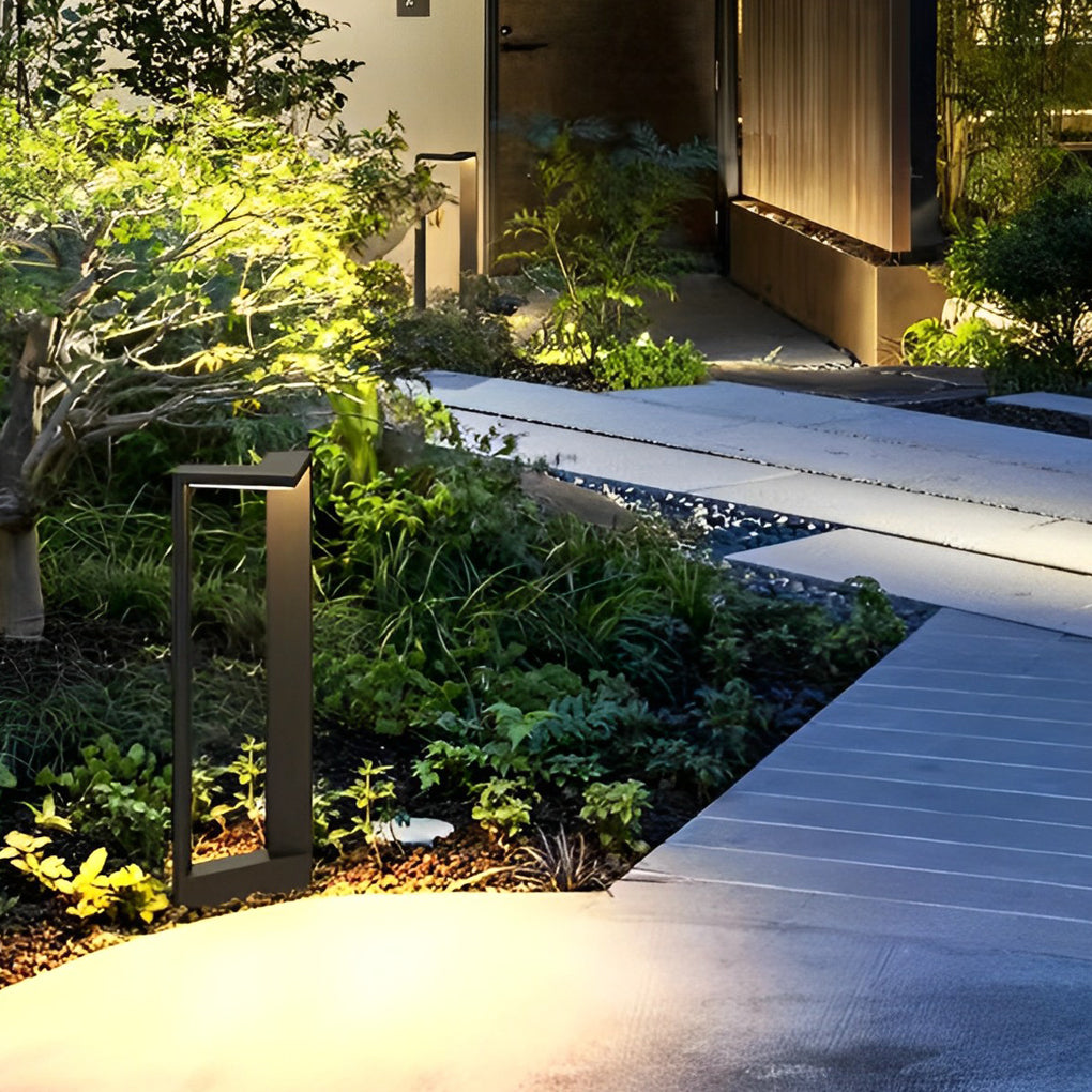 Modern Geometric Outdoor Landscape LED Path Light Waterproof Aluminum Bollard Lamp