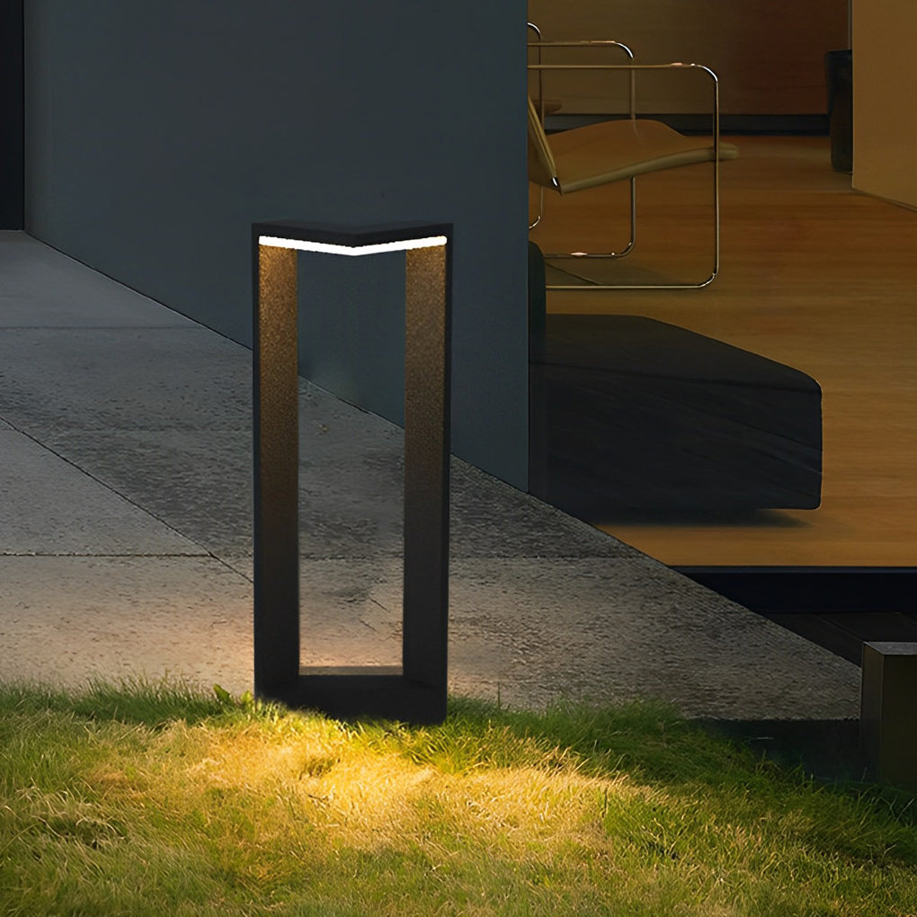Modern Geometric Outdoor Landscape LED Path Light Waterproof Aluminum Bollard Lamp