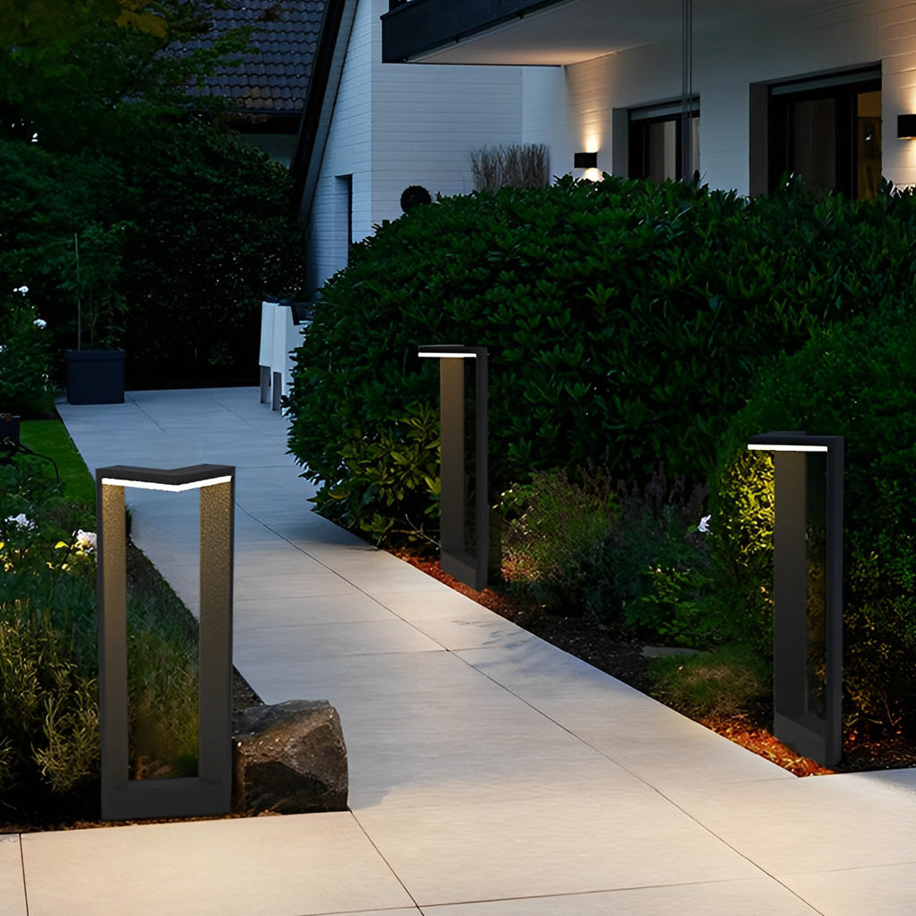 Modern Geometric Outdoor Landscape LED Path Light Waterproof Aluminum Bollard Lamp