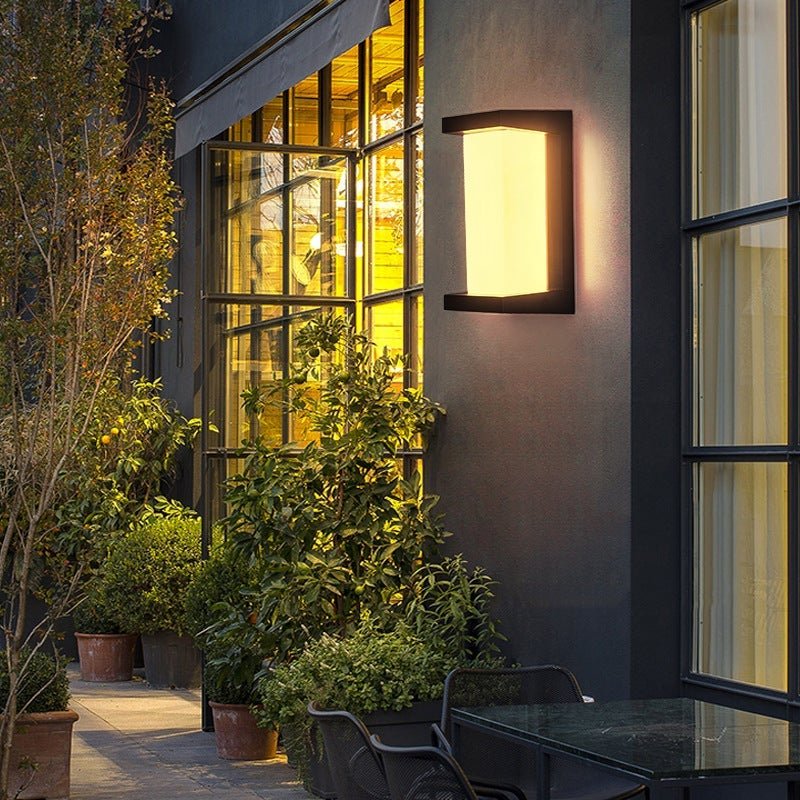 Modern Geometric Outdoor Wall Sconce Black Waterproof Exterior Light Fixture for Patio and Porch