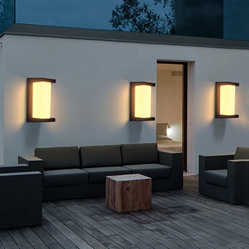Modern Geometric Outdoor Wall Sconce Black Waterproof Exterior Light Fixture for Patio and Porch