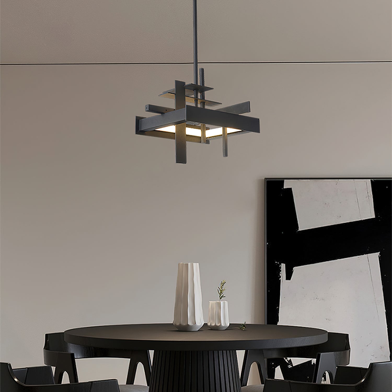 Modern Geometric Planar LED Pendant Light Minimalist Iron Ceiling Hanging Lamp