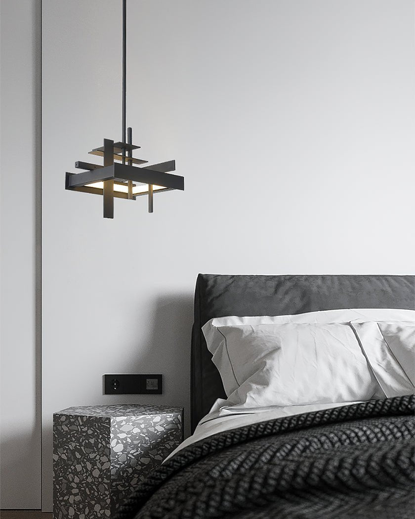 Modern Geometric Planar LED Pendant Light Minimalist Iron Ceiling Hanging Lamp