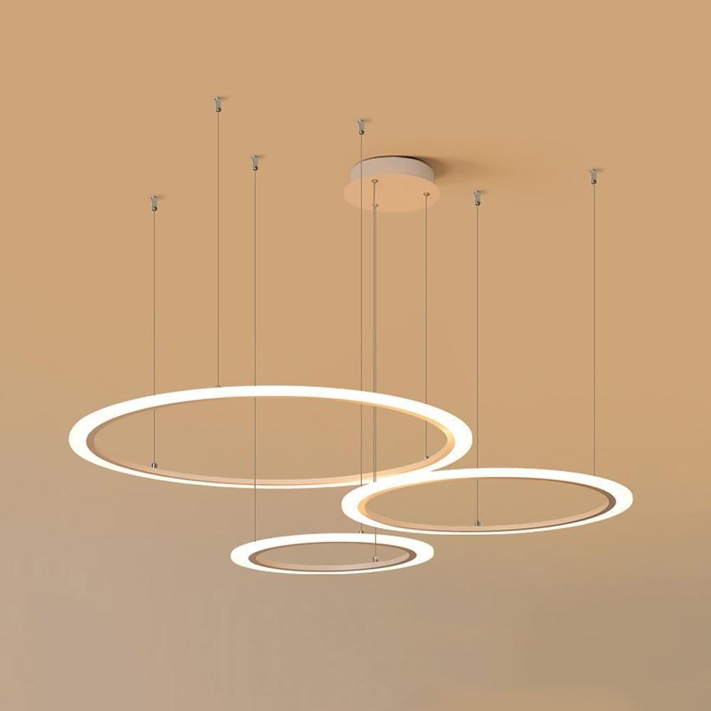 Modern Geometric Ring LED Chandelier Artistic 3 Tier Circle Pendant Lighting for Dining Room