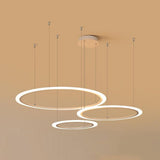 Modern Geometric Ring LED Chandelier Artistic 3 Tier Circle Pendant Lighting for Dining Room