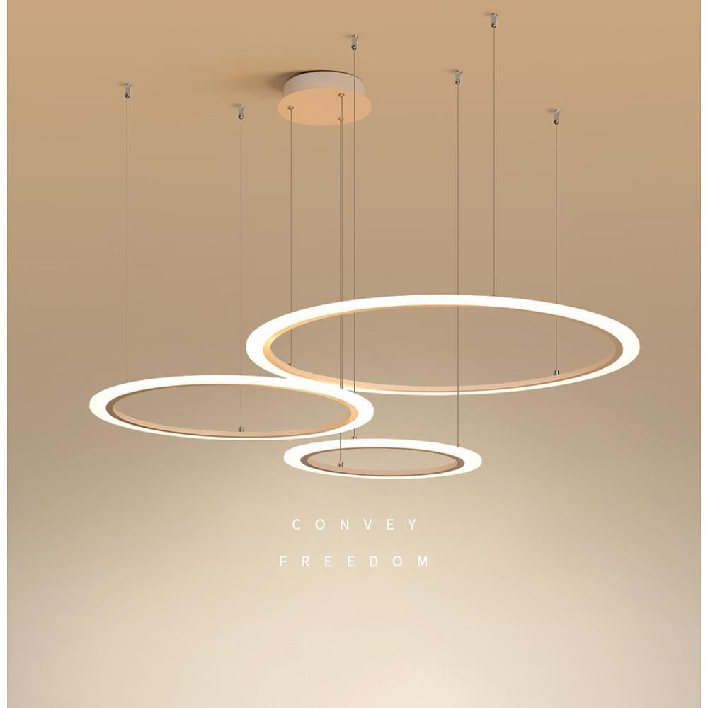 Modern Geometric Ring LED Chandelier Artistic 3 Tier Circle Pendant Lighting for Dining Room