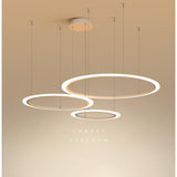 Modern Geometric Ring LED Chandelier Artistic 3 Tier Circle Pendant Lighting for Dining Room