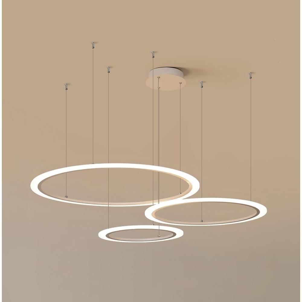 Modern Geometric Ring LED Chandelier Artistic 3 Tier Circle Pendant Lighting for Dining Room