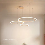 Modern Geometric Ring LED Chandelier Artistic 3 Tier Circle Pendant Lighting for Dining Room