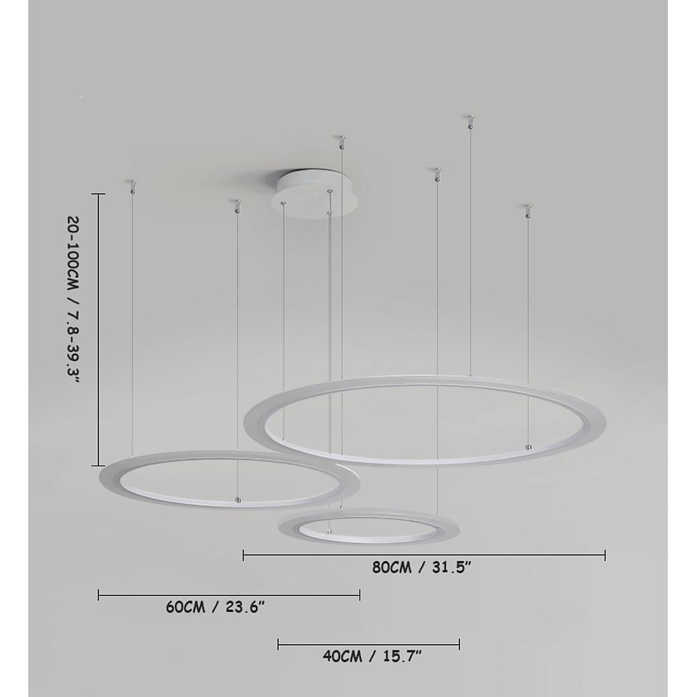 Modern Geometric Ring LED Chandelier Artistic 3 Tier Circle Pendant Lighting for Dining Room