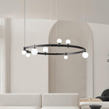 Modern Geometric Round Glass Chandelier Black and White Ceiling Light Fixture