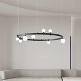 Modern Geometric Round Glass Chandelier Black and White Ceiling Light Fixture