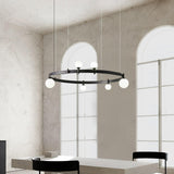 Modern Geometric Round Glass Chandelier Black and White Ceiling Light Fixture