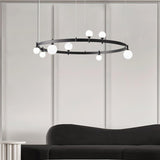 Modern Geometric Round Glass Chandelier Black and White Ceiling Light Fixture