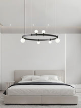 Modern Geometric Round Glass Chandelier Black and White Ceiling Light Fixture