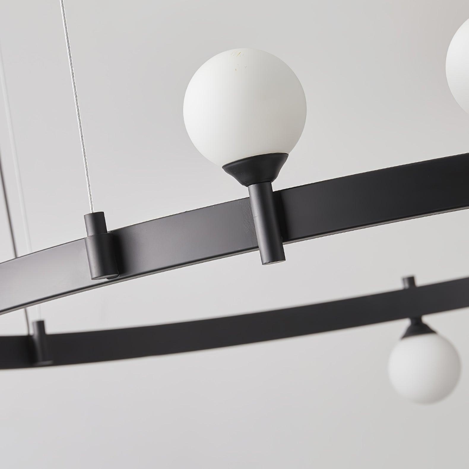 Modern Geometric Round Glass Chandelier Black and White Ceiling Light Fixture