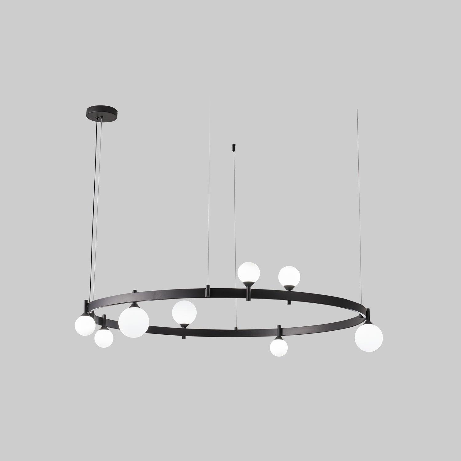 Modern Geometric Round Glass Chandelier Black and White Ceiling Light Fixture