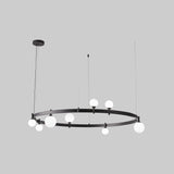 Modern Geometric Round Glass Chandelier Black and White Ceiling Light Fixture