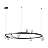 Modern Geometric Round Glass Chandelier Black and White Ceiling Light Fixture