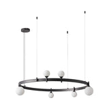 Modern Geometric Round Glass Chandelier Black and White Ceiling Light Fixture