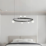 Modern Geometric Round Glass Chandelier Black and White Ceiling Light Fixture