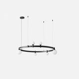 Modern Geometric Round Glass Chandelier Black and White Ceiling Light Fixture