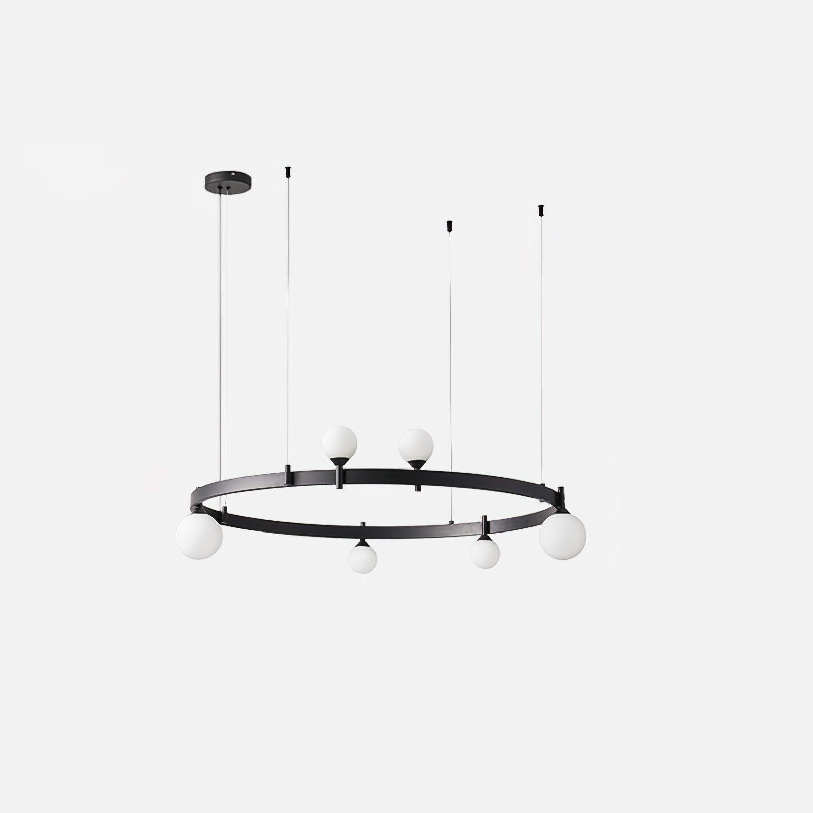 Modern Geometric Round Glass Chandelier Black and White Ceiling Light Fixture
