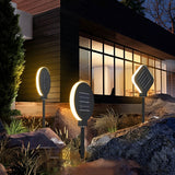 Modern Geometric Solar LED Outdoor Garden Pathway Lighting Waterproof Black Landscape Lamp