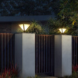 Modern Geometric Solar LED Post Light Waterproof Stainless Steel Outdoor Pathway Lamp