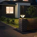 Modern Geometric Solar LED Post Light Waterproof Stainless Steel Outdoor Pathway Lamp