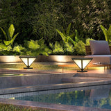 Modern Geometric Solar LED Post Light Waterproof Stainless Steel Outdoor Pathway Lamp
