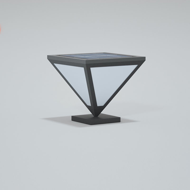 Modern Geometric Solar LED Post Light Waterproof Stainless Steel Outdoor Pathway Lamp