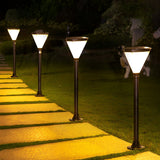 Modern Geometric Solar Powered Outdoor Pathway Post Lights Waterproof LED Garden Bollard Lamp