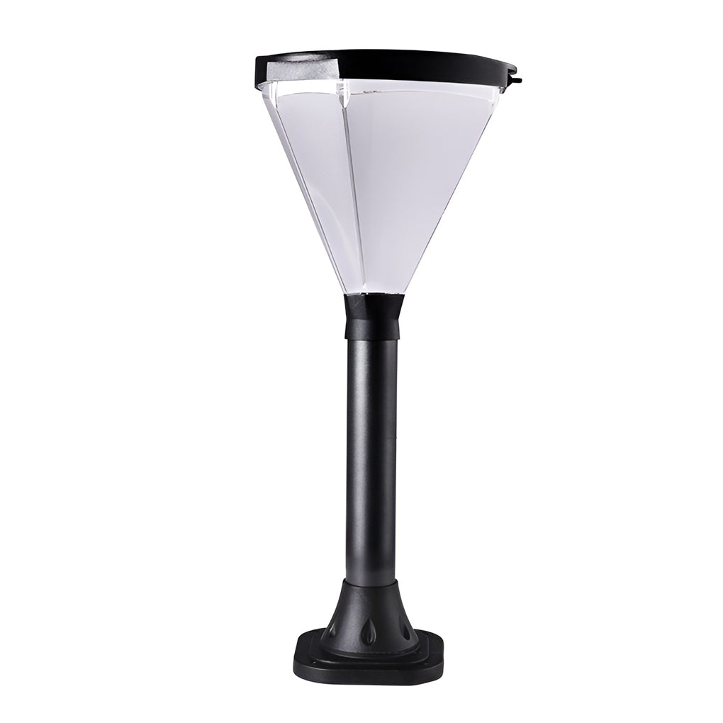 Modern Geometric Solar Powered Outdoor Pathway Post Lights Waterproof LED Garden Bollard Lamp