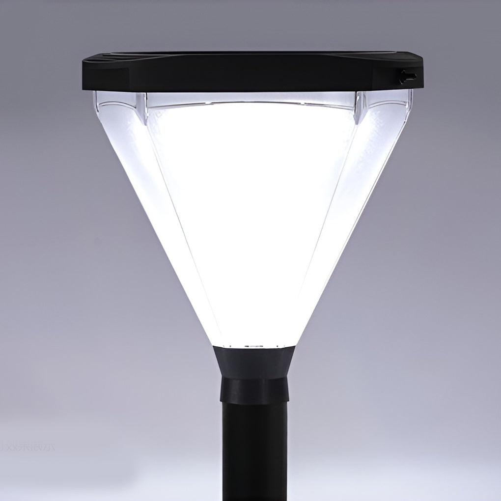 Modern Geometric Solar Powered Outdoor Pathway Post Lights Waterproof LED Garden Bollard Lamp