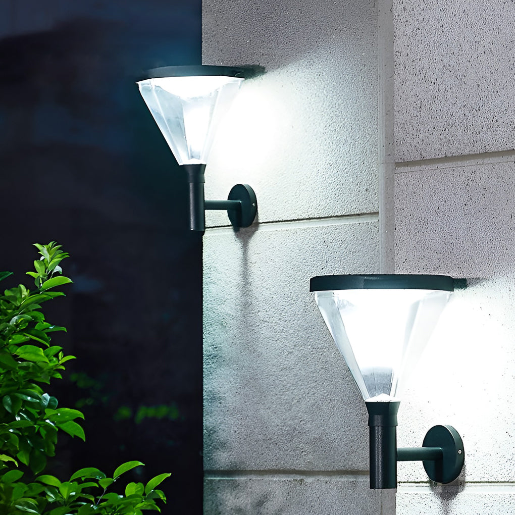 Modern Geometric Solar Powered Outdoor Wall Sconce Waterproof LED Porch Light for Garden Villa