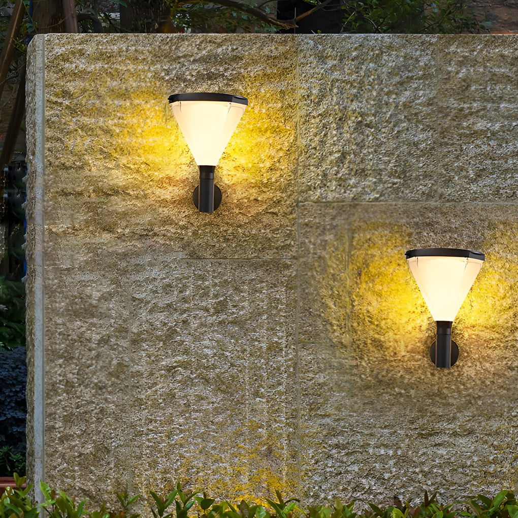 Modern Geometric Solar Powered Outdoor Wall Sconce Waterproof LED Porch Light for Garden Villa