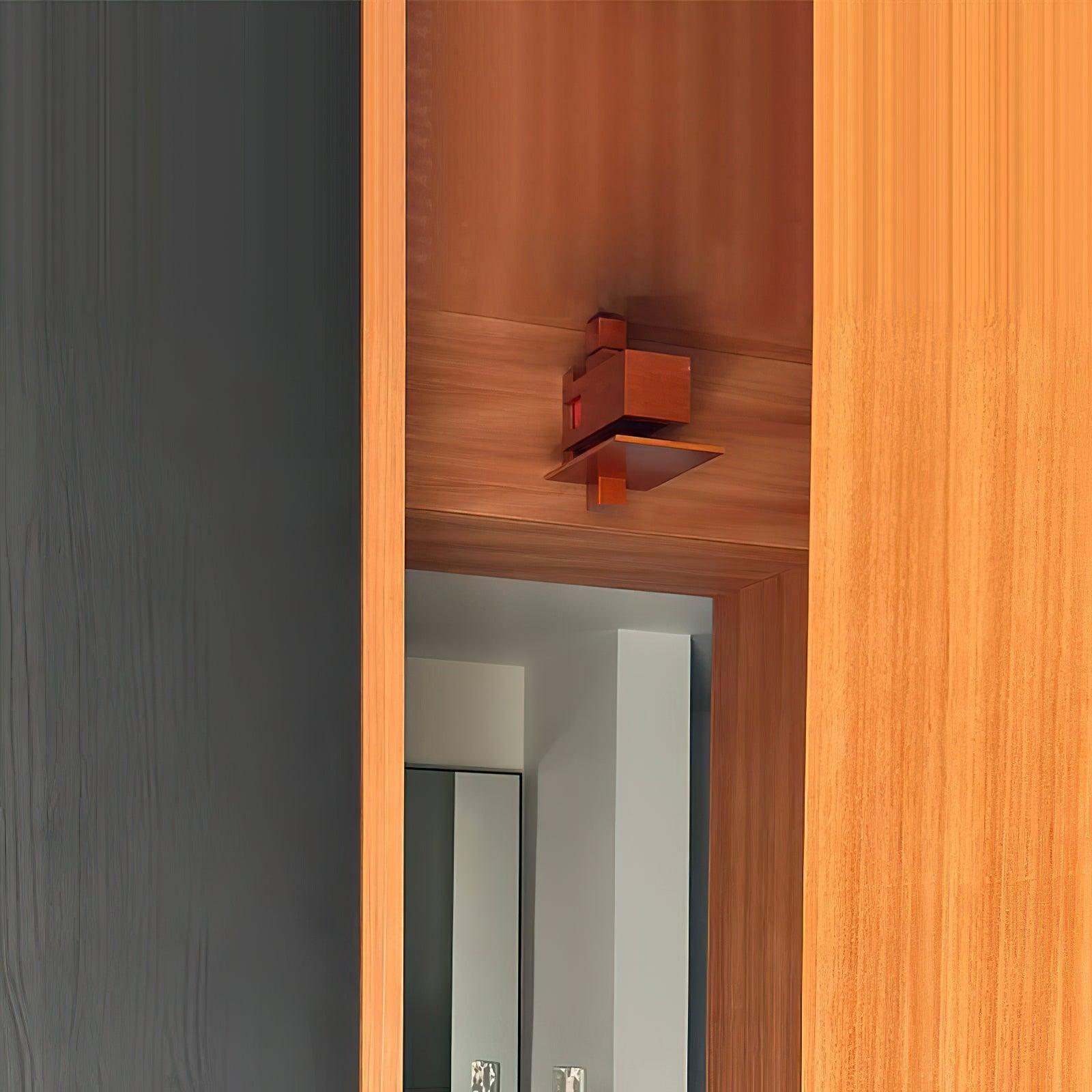 Modern Geometric Solid Wood Wall Sconce LED Rectangular Tower Wall Lamp for Indoor Spaces