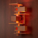 Modern Geometric Solid Wood Wall Sconce LED Rectangular Tower Wall Lamp for Indoor Spaces