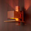 Modern Geometric Solid Wood Wall Sconce LED Rectangular Tower Wall Lamp for Indoor Spaces